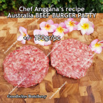 Australia beef mince 85CL Anggana's BURGER PATTY seasoned with Italian herbs ECONOMY THIN frozen price for 500g 5pcs